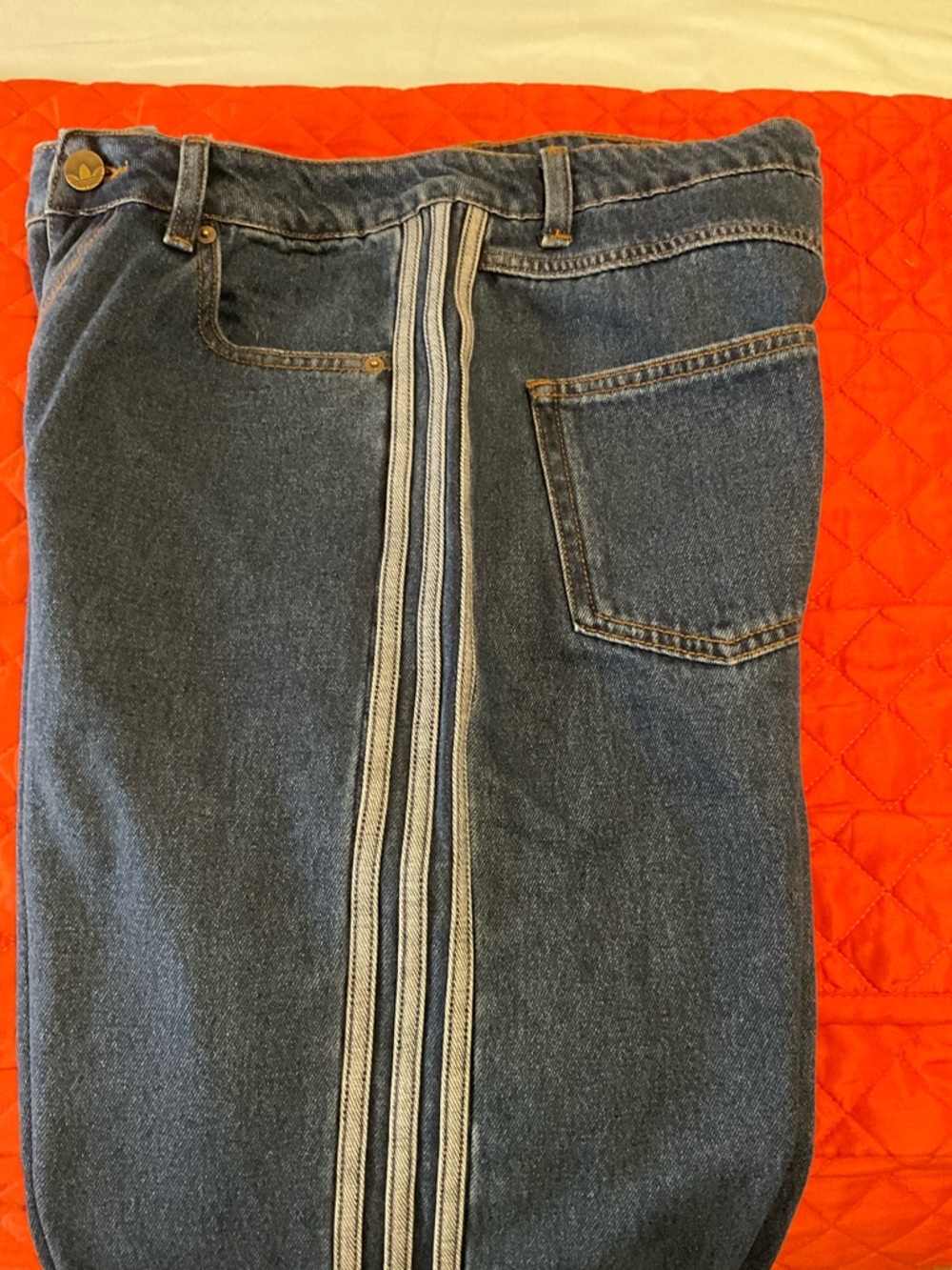 adidas Originals Relaxed Blue Jeans with Triple Light-Strip Side Detail